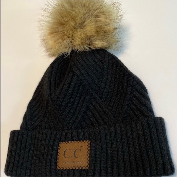 C. C Black Knit Beanie - Picture 2 of 6
